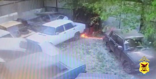 Автомобили сгорели из-за подожженного пуха в Чите
