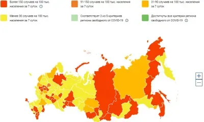 Амурская область снова вошла в "желтую зону" по коронавирусу на карте